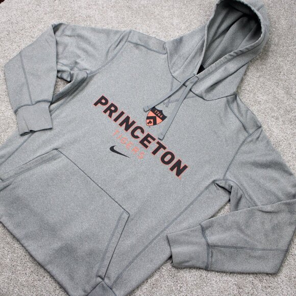 Nike Princeton Tigers Hoodie Men Medium Gray Dri-Fit Polyester Hooded Sweatshirt - Picture 3 of 13